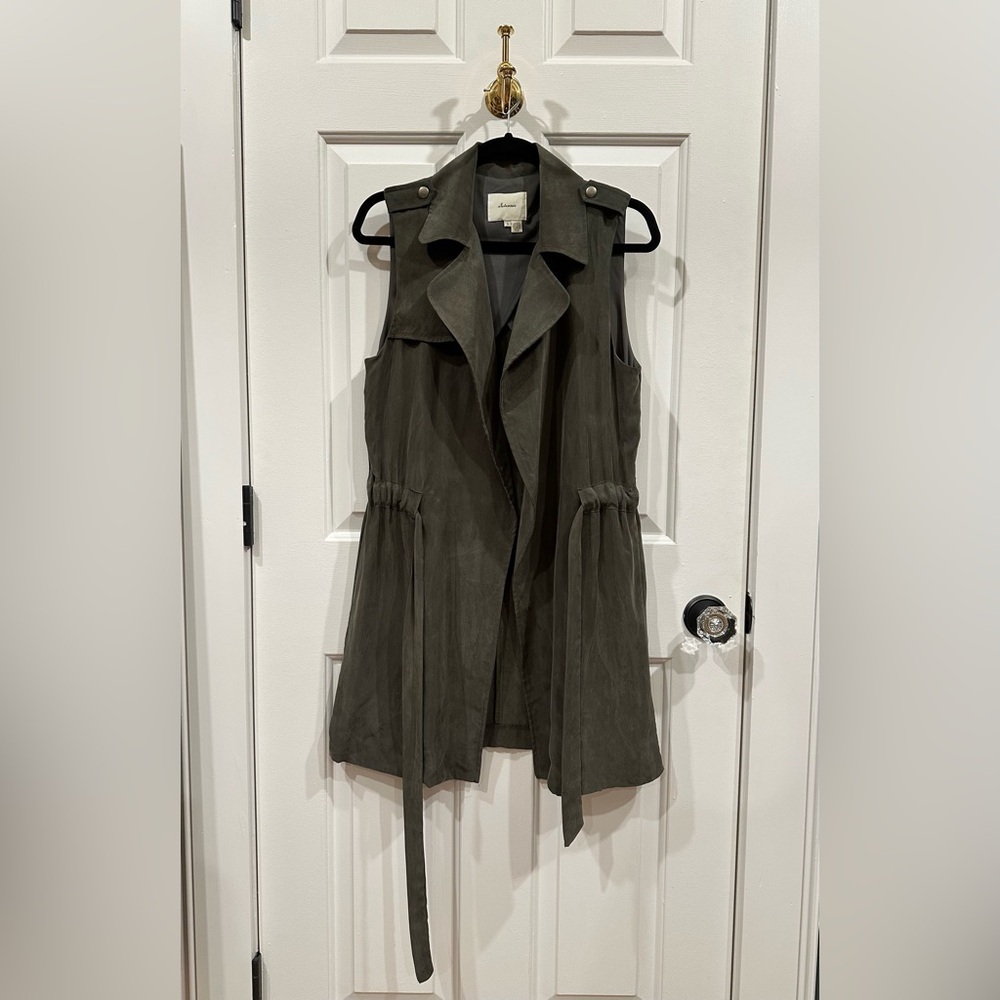 Anthropologie Elevenses Silky Olive Green Sleeveless Vest